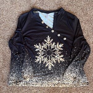 NWT Zolucky Brand Black Top with Gold Button Detail